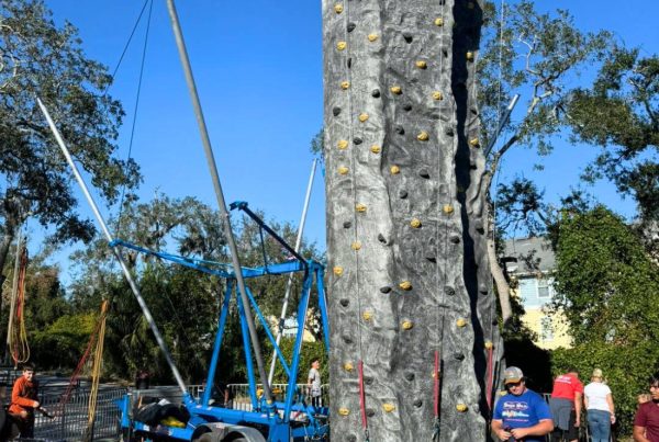 Rock wall rental set up outside